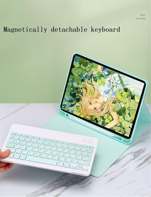 ZGSENLAN Keyboard Case for Galaxy Tab S7+/S7 FE/S8+/S9+/S9 FE+ 12.4", Magnetic Detachable Bluetooth Keyboard, Dark Green