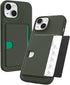 GOOSPERY Rail 2 Card Case Wallet for iPhone 15, Light Silicone + Soft Protection, Dark Green