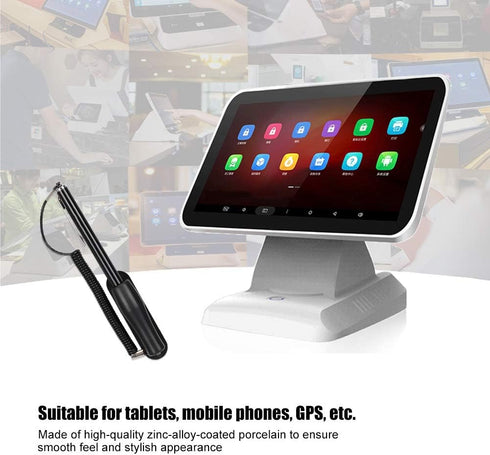 Universal Capacitive Pen - Touchscreen Pen with Spring Rope Fixed Base for Mobile Phone, Tablet, and More