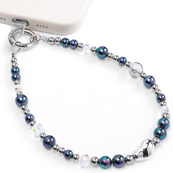 Cymoyak Phone Charm Strap, Beaded Phone Wrist Strap, Cellphone Lanyard Chain with Tether