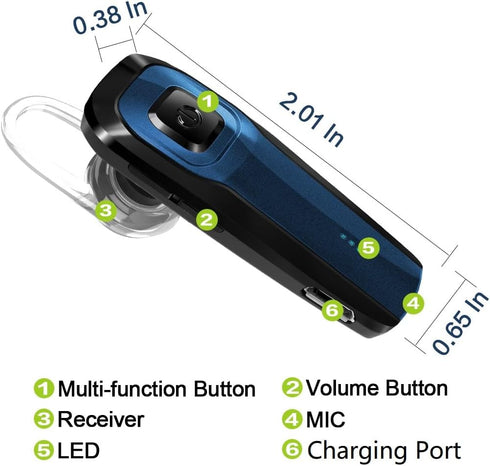 M26 Headset V5.0 TOORUN Bluetooth Earpiece, Bluetooth Handsfree Wireless Earpiece Headphone with Noise Reduction