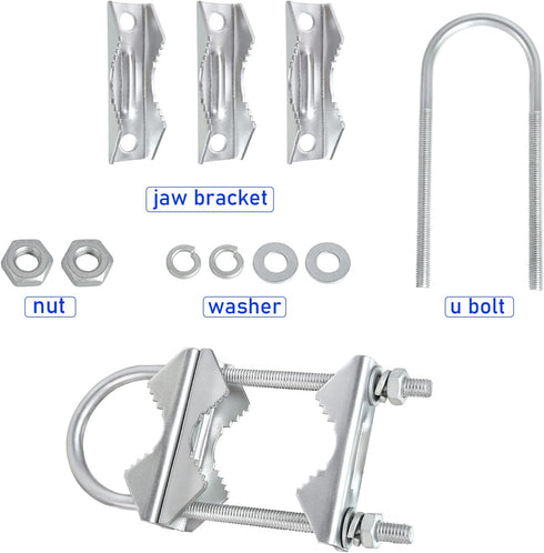 Double Antenna Mast Clamp V-Jaw Bracket, Heavy Duty Mast to Mast Mount Bracket Kit for Outdoor Antenna