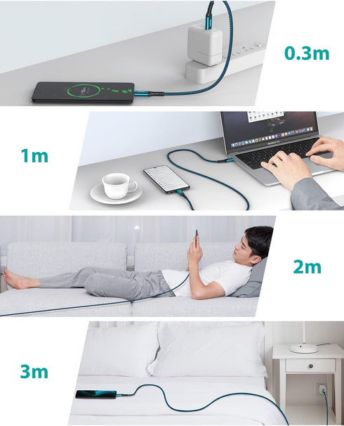 NIMASO USB C to USB C Cable 60W 4-Pack (10ft+6.6ft+3.3ft+1ft), Compatible with Samsung Galaxy S21/S21+/S20+ Ultra,