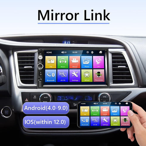 Podofo Double Din Bluetooth Car Stereo with Backup Camera, 7" Touch Screen, MP5 Player, Bluetooth Hands-Free Call
