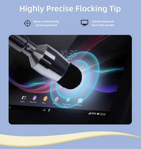 Universal Telescopic Stylus Pen for Touch Screens, Retractable Pointer Stick & Stylus with Flocking Tip, High Precision