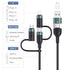 PD 60W USB C Multi Fast Charging Cable, 5-in-1 Nylon Braided Cord for Laptop/Tablet/Phone, 3A