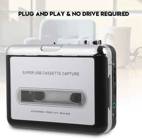 Cassette Cassette MP3 Portable Player Recorder Converter, Tape to Converter Convert Tapes to Digital Files via USB