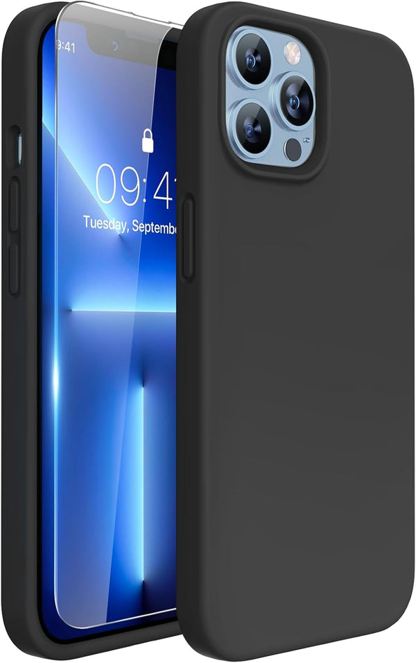 Miracase iPhone 13 Pro Case (6.1") - Shockproof Liquid Silicone, Tempered Glass Protector, Soft Anti-Scratch Lining
