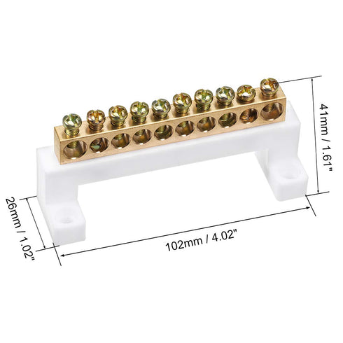 uxcell Terminal Block Connector Bar, 10 Positions Single Row Electric Barrier Bar, 2 Pcs