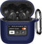 Case Cover for JBL Tour Pro 2, Dark Blue Silicone Protective Shockproof Earbuds Case with Keychain, 2023 Compatible