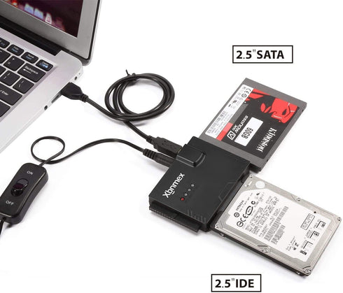 IDE SATA to USB 3.0 Cable Hard Drive Reader for 2.5" 3.5" HDD with 12V 2A Power Adapter