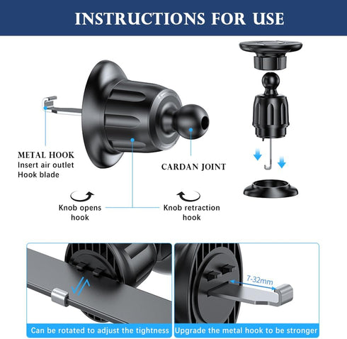 Magnetic Phone Holder for Car, 2023 New Upgraded N52 Super Magnetic Phone Mount for Car Vent with 360° Rotation,