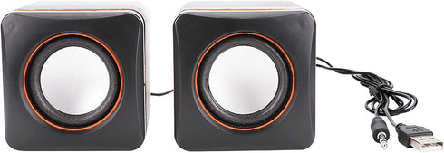 Mini USB Stereo Computer Speaker, 3.5mm Jack Wired Speaker for Desktop Laptop PC, Compact USB Charging