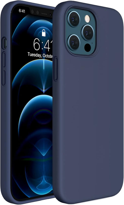 Miracase Liquid Silicone Case for iPhone 12 Pro Max, Navy Blue, Shockproof Drop Protection with Soft Anti-Scratch Lining