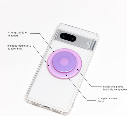 PopSockets Phone Grip with Expanding Kickstand, Compatible with MagSafe, Adapter Ring Included, Wireless Charging - Pink