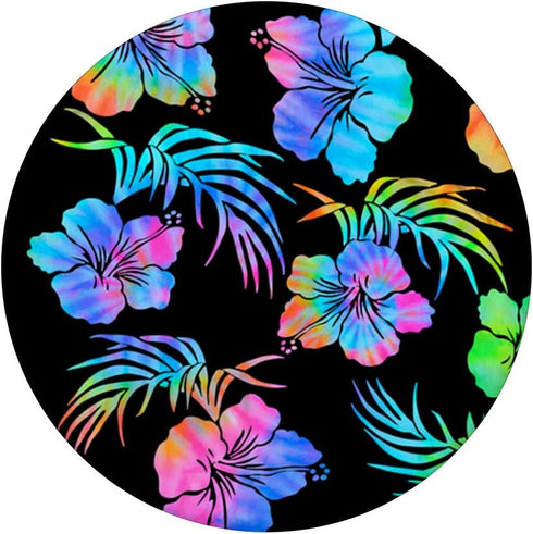Tie Dye Hawaiian Print Rainbow Hibiscus Floral PopSockets PopGrip: Swappable Grip for Tablets & Phones