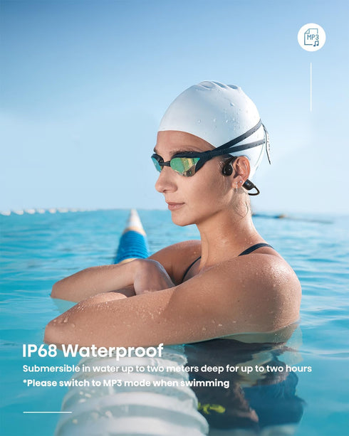 Generic Swimming IP68 MP3 32GB 5.4 Swimming Headphones, Bone Conduction Headphones Waterproof, Built-in Player