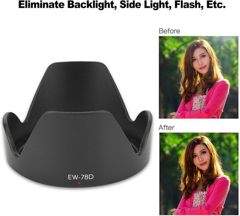Lens Hood, Tulip Flower Lens Hood for EF-S 18-200mm f/3.5-5.6 is Lens, EW-78D ABS Mount Replacement
