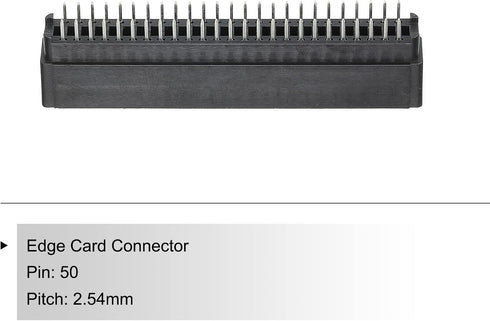 50 2.54mm PATIKIL Card Edge Connector Black Socket Straight Connection Pin Pitch for PCB Circuit Board, Game Console