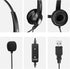 USB Headset with Microphone, Noise Cancelling & Audio Controls, Stereo Computer Headphones for Office