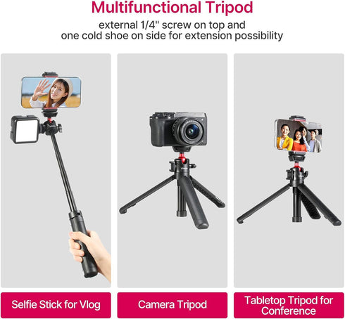 Ulanzi MT-16 Camera Tripod Stand Holder, Mini Tabletop Tripod with Cold Shoe, Travel Tripod for iPhone 12, Canon G7X