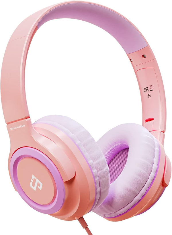 INFURTURE Kids Headphones with Microphone, Volume Limit 94dB, Wired for Teens School, Travel, Compatible with Cellphones