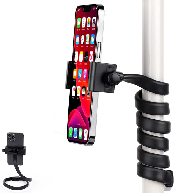 Portable Flexible Cell Phone Holder Stand for Shopping Cart/Treadmill/Stroller, Compatible with 3.5~7.5" Smartphones