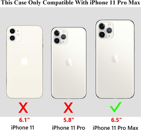 Vofolen Case for iPhone 11 Pro Max - Wallet Credit Card Holder Slot Sliding Door Hidden Pocket Protective Hard Shell