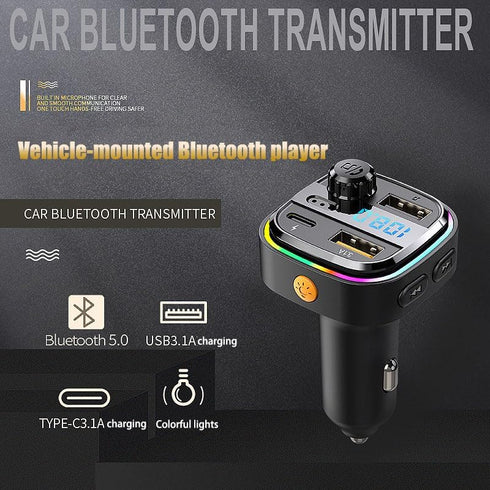 Ti Cow Mp3 New Multi-Functional Vehicle-Mounted Bluetooth Player Car FM Transmitter Hands-Free Calling PD Fast Charger