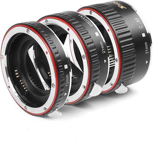 D&F AF Auto Focus Macro Extension Tube Set for Canon EOS EF/EF-S Lens Close-ups, Compatible with Canon 7D, 500D, 600D