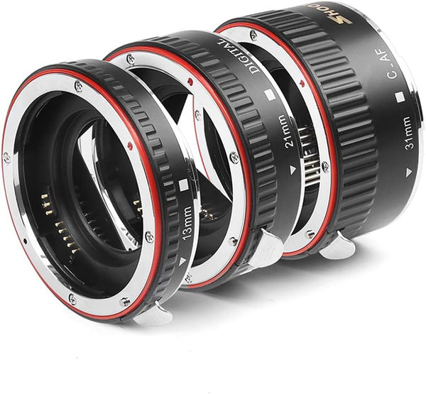 D&F AF Auto Focus Macro Extension Tube Set for Canon EOS EF/EF-S Lens Close-ups, Compatible with Canon 7D, 500D, 600D