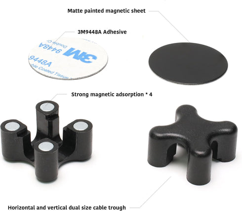 Magnetic Cable Holder Clip, Desktop Cord Keeper Organizer for Home Office Supplies, Wire Management (Black 10Pcs)