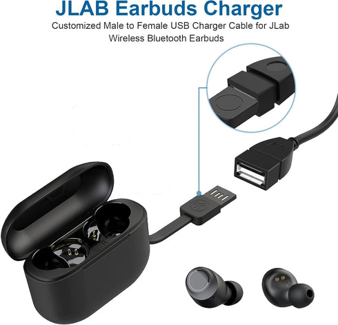JBuds Air Charger for JLab Go Air Pop/Sport, Epic Air ANC/Sport ANC, 5ft Charging Case