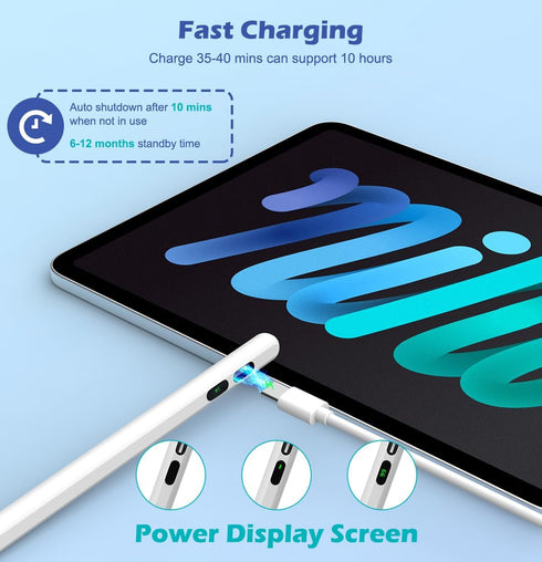 MoKo Stylus Pens for Touch Screens, Fast Charge Stylus for Apple iPad/iPhone/Samsung, White
