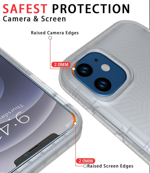 Diverbox Heavy Duty iPhone 12 Case (Turquoise) with Shockproof, Dropproof, and Tempered Glass Screen Protector.