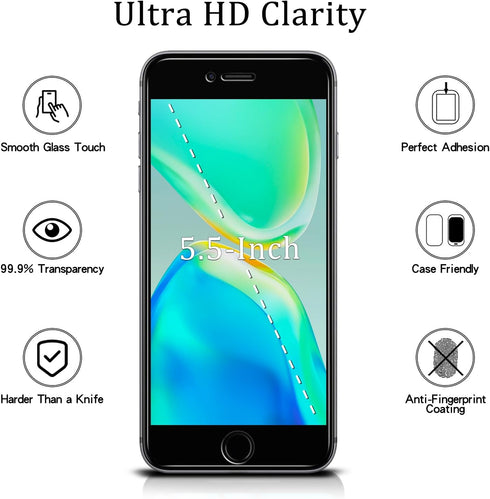MAYtobe [2 Pack Privacy Screen Protector For iPhone 8 Plus and iPhone 7 Plus Tempered Glass, Bubble Free, Case Friendly, Easy to Install