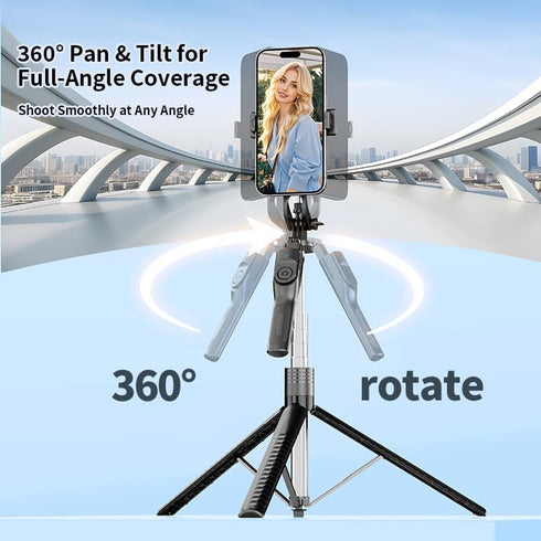 irianu 360 Phone Tripod and Selfie Stick, Extendable Cell Phone Tripod with Wireless Remote, Tripods Stand for iPhone