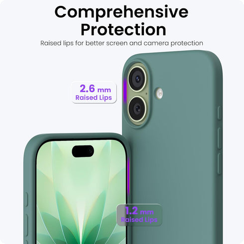 ORNARTO 17 6.3, 3 6.3 Inch, Compatible with iPhone Case Slim Liquid Silicone Layers Full Covered Soft Gel Rubber Phone