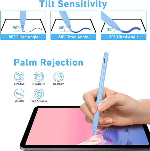 Stylus Pen for iPad, Active Pencil with Quick Charge, Palm Rejection Tilt Sensor, Magnetic Pen Compatible with