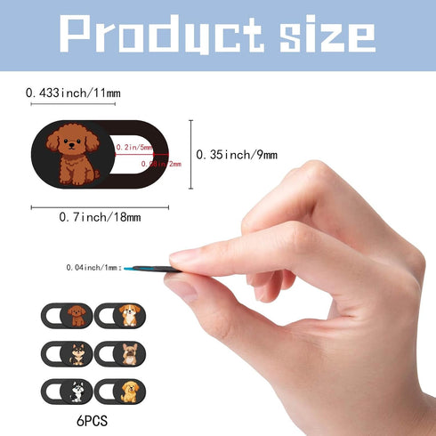 6Pcs 6 0.04 Inch Styles Laptop Camera Cover Slide Dog Ultra Thin Webcam Cover Cute Privacy Guard Webcam Protector