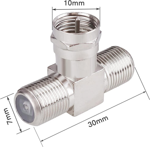 Goupchn F-Type Coax Cable Splitter Combiner Adapter 3 Way Connector F Male to Dual F Female RG6 1 Pack for TV, Video, Antenna Cable, Satellite, VCR