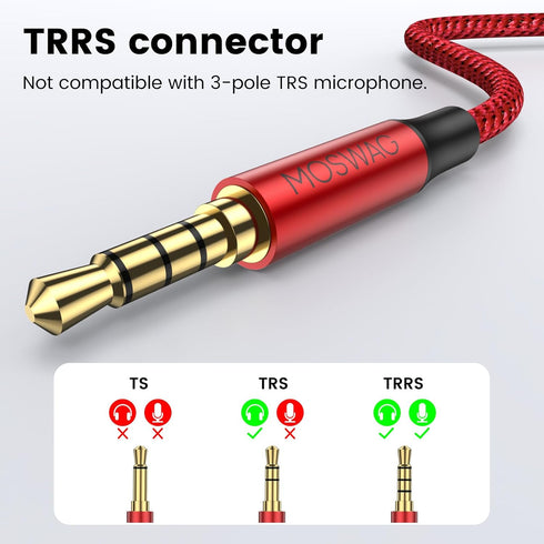MOSWAG Headphone Mic Splitters Adapter, Audio Headphone Connector for Gaming Headset, PS4, Xbox One, Notebook, Mobile