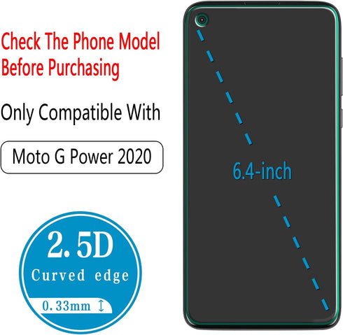 HPTech (2 Pack) Tempered Glass Screen Protector for Motorola Moto G Power (2020) - Anti-Scratch, Bubble Free, Case