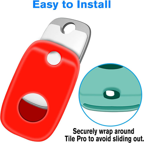 Protection Case for Tile Pro 2022 Tracker, 4Pack Silicone Soft Cover with Keychain for Keys and Bags