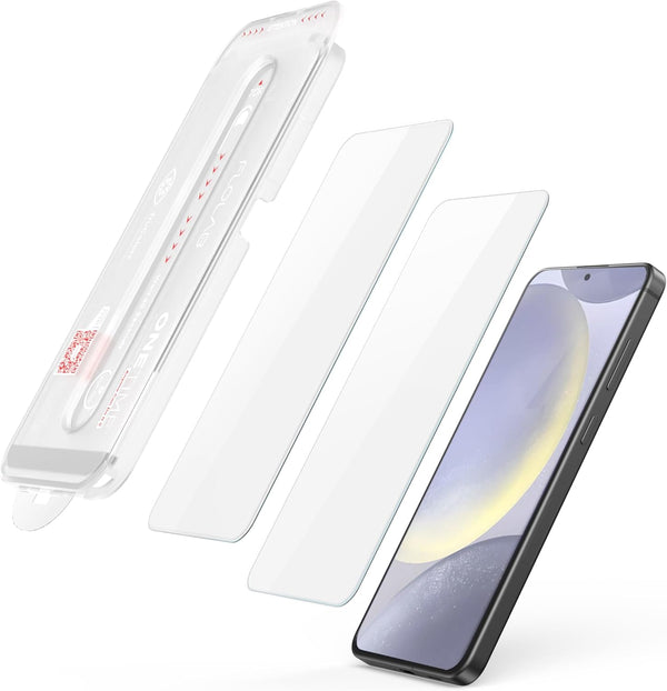 FLOLAB NanoArmour ONETIME Tempered Glass Screen Protector for Samsung Galaxy S24+ Plus, 2 Pack, Easy Install,