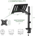 UPGRAVITY 17 inch 14-32 17.6 lbs, Clamp/Grommet 75/100mm Laptop Desk Mount, Single Laptop Stand Arm with Vented Tray