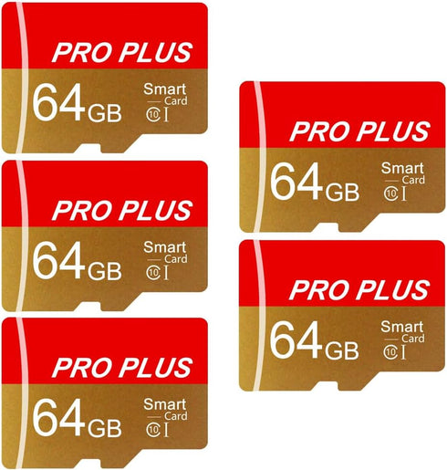 Bliksem 5 Pack TF Card 64GB with Adapter, High Speed Memory Card, UHS-I