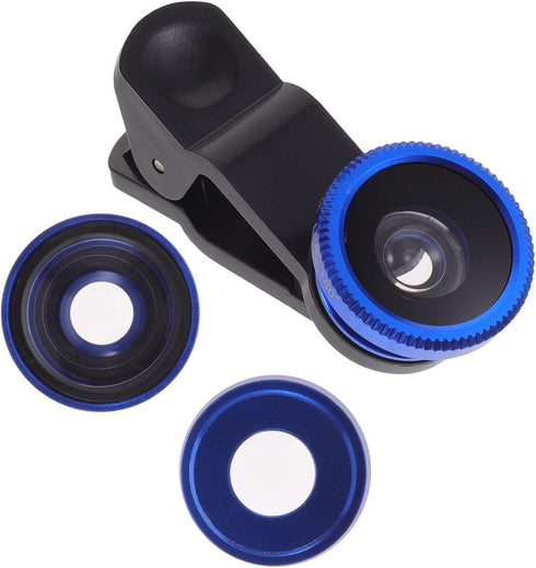 Hemobllo Phone Camera Lens - 3 in 1 Kit, 180° Fish Eye + 0.67X Wide Angle + Macro Lens, Universal Clip