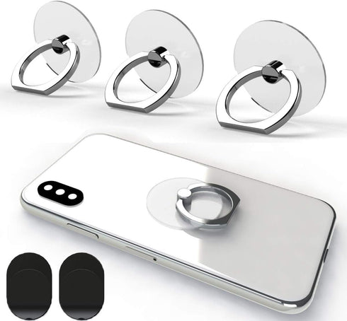 Transparent Phone Ring Holder Grip, 360 Degree Free Rotation, Clear Cell Phone Finger Ring Kick-Stand