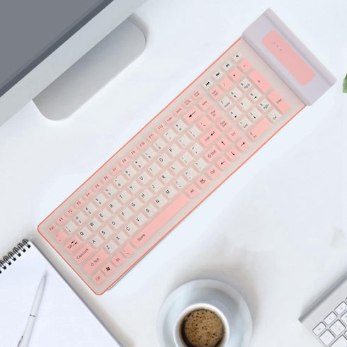 Silicone Keyboard, Foldable Waterproof Rollup Keyboard for PC Laptop Notebook, 103 Keys, Mute Typing, Lightweight